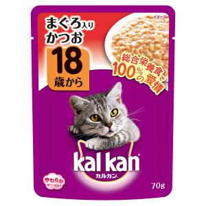 カルカン　パウチ　１８歳から　まぐろ入りかつお　７０ｇ×１６袋　キャットフード｜チャーム charm ヤフー店