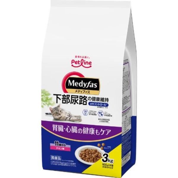 キャットフード　メディファス　１１歳から　チキン味　３ｋｇ（５００ｇ×６袋）