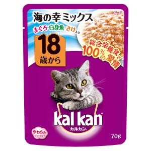 カルカン パウチ 18歳から 海の幸ミックス まぐろ 白身魚 さけ入り 70g 2袋入り キャットフード
