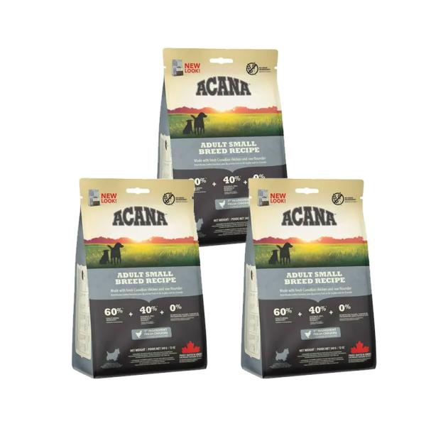 アカナ　アダルトスモールブリードレシピ　小型成犬用　３４０ｇ×３　穀物不使用　正規品　ドッグフード