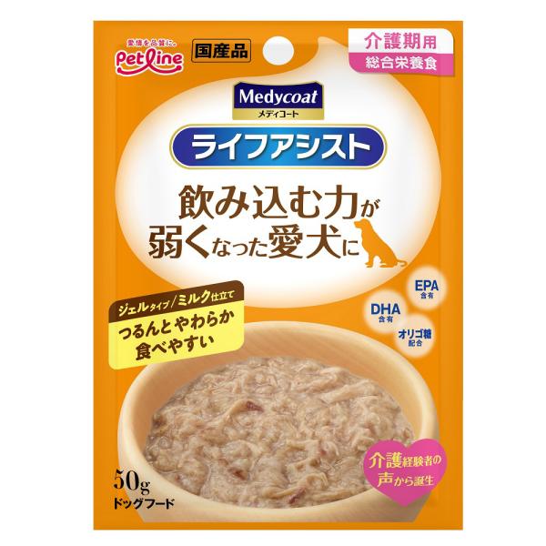 メディコート　ライフアシスト　ジェルタイプ　ミルク仕立て　５０ｇ　ドッグフード　ウェットフード　介護...