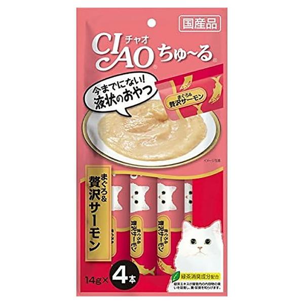 いなば　ＣＩＡＯ　チャオ　ちゅ〜る　まぐろ＆贅沢サーモン　１４ｇ×４本×４８　国産　ちゅーる　チュー...