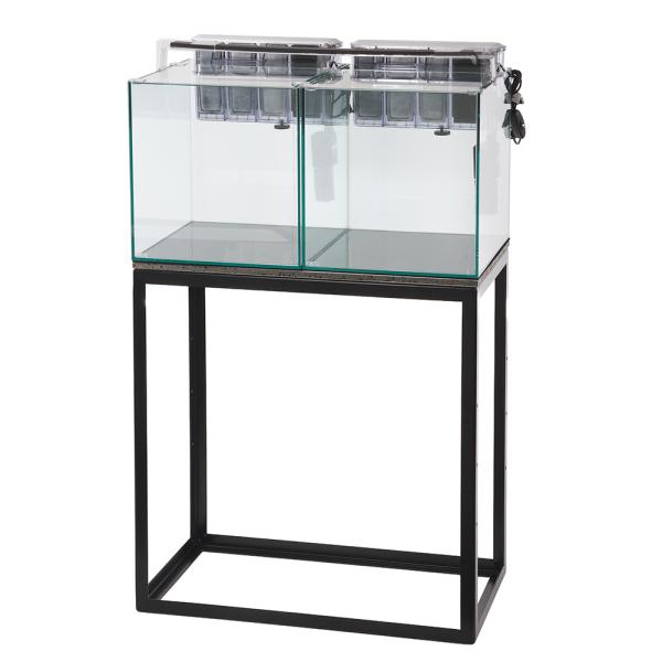 水槽セット　ＧＥＸ　グラステリア　３００キューブ×２　水槽台（ブラック）＋外掛けフィルター＋照明セッ...
