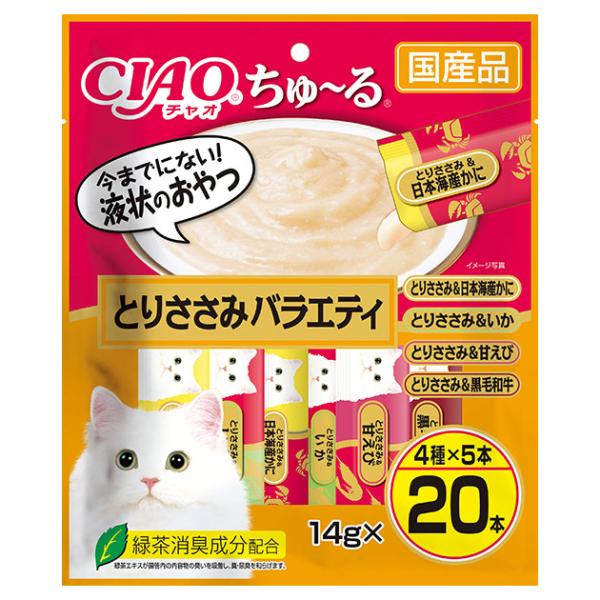 いなば　ＣＩＡＯ　チャオ　ちゅ〜る　とりささみバラエティ　１４ｇ×２０本　ちゅーる　チュール　猫