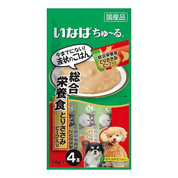 いなば　ちゅ〜る　総合栄養食　とりささみ　ビーフ入り　１４ｇ×４本　犬用　ちゅーる　チュール