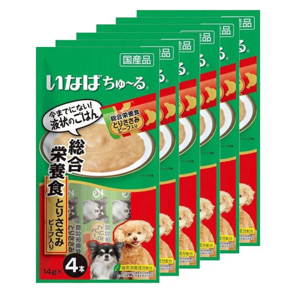 いなば　ちゅ〜る　総合栄養食　とりささみ　ビーフ入り　１４ｇ×４本　犬用　１ボール６袋入り　ちゅーる...
