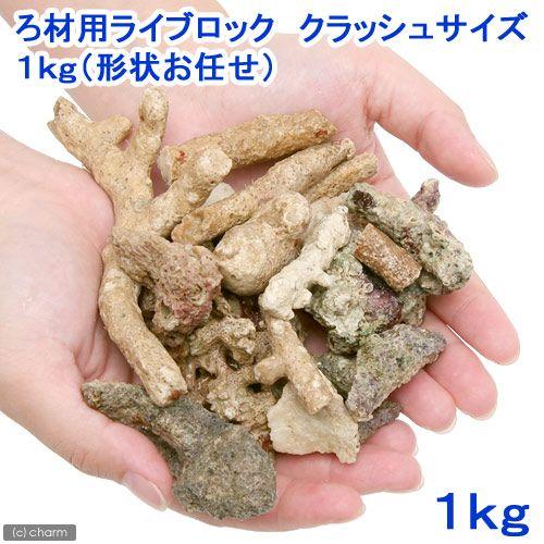 （海水魚）ろ材　ネット入りバクテリア付き　ろ材用ライブロック　クラッシュサイズ（１ｋｇ）（形状お任せ...