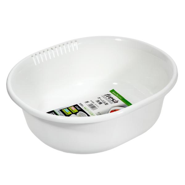 プラスチック製　オーバル型洗桶　５．３Ｌ　ホワイト