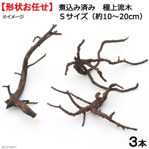 形状お任せ　煮込み済み　極上流木　Ｓサイズ（約１０〜２０ｃｍ）　３本　アクアリウム　テラリウム　レイ...