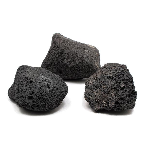 形状お任せ　黒溶岩石　Ｍサイズ（約１３〜１８ｃｍ）　３個　アクアリウム　レイアウト素材