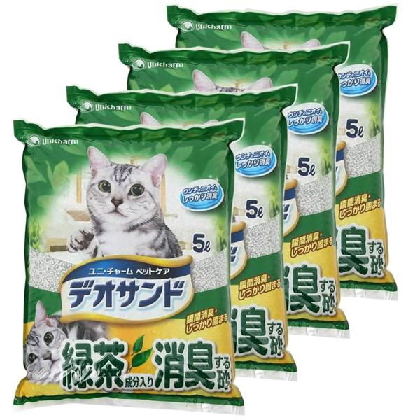 猫砂　緑茶成分入り消臭する砂　５Ｌ×４袋　お一人様１点限り