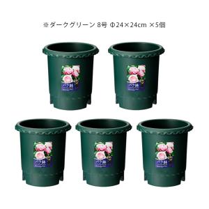 鉢 リッチェル バラ鉢 ダークグリーン 8号×...の詳細画像1