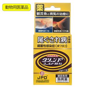 動物用医薬品　観賞魚用魚病薬　ニチドウ　グリーンＦゴールド　顆粒　２ｇ×１包　薬効５〜７日間　水草不可　尾ぐされ症状　細菌性皮フ炎
