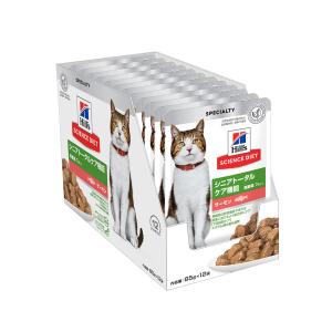 キャットフード　ヒルズ　サイエンスダイエット　パウチ　シニアトータルケア機能　７歳以上の高齢猫用　サーモン　８５ｇ×１２袋　ヒルズ　猫　ウェットフード