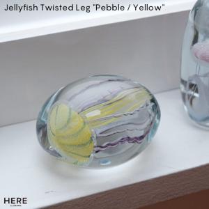 ( Jellyfish Twisted Leg "Pebble / Yellow" )  クラゲ ジェリーフィッシュ 蓄光 ガラス 置物 オブジェ ペーパーウェイト ハンドメイド プレゼント｜changeover