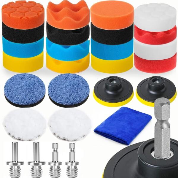 ポリッシャー バフ 80mm 27点 六角軸付き 電動ポリッシャー用 電気ドリル インパクトドライバ...