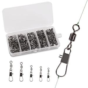 AGOOL 釣りスイベル スナップ付きスイベル インターロックスナップ バス釣り トラウト釣り ルアー交換用コネ