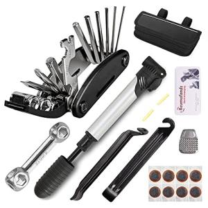 自転車工具セット パンク修理キット 自転車ロードバイク用 16イン1修理キット タイヤパッチ ミニポンプ 収納