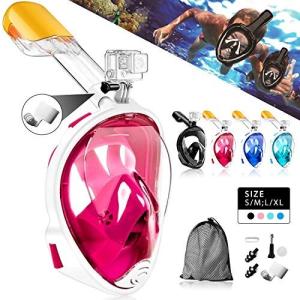 HEARTST シュノーケルマスク 新型フルフェイス型180°超広角 ダイビングマスクスポーツカメラ取付可能 シュノー