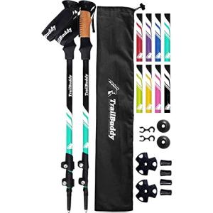 TrailBuddy Lightweight Trekking Poles - 2-pc Pack Adjustable Hiking or Walking Sticks - Strong Aircraft Aluminum - Quick Adjust Flip-Lock - Cork Gri