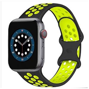 AIGENIU コンパチブル Apple Watch バンド 2個留め金具の多空気穴通気性 シリコン スポーツ バンド Compatible for アッ