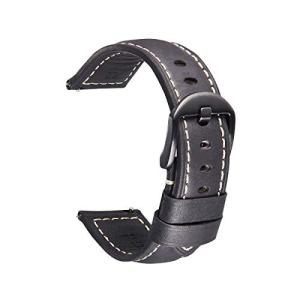 Nywing 腕時計ベルト革 スマートウォッチベルト 時計バンド 本革ベルト 20mm 22mm 24mm 防水 シルバーブラック尾錠
