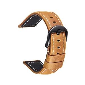 Nywing 腕時計ベルト革 スマートウォッチベルト 時計バンド 本革ベルト 20mm 22mm 24mm 防水 シルバーブラック尾錠