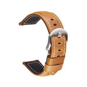 Nywing 腕時計ベルト革 スマートウォッチベルト 時計バンド 本革ベルト 20mm 22mm 24mm 防水 シルバーブラック尾錠