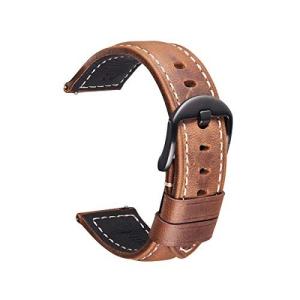 Nywing 腕時計ベルト革 スマートウォッチベルト 時計バンド 本革ベルト 20mm 22mm 24mm 防水 シルバーブラック尾錠