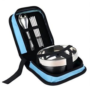 Artispro 1人用食器セット テンレススチール製 ウル スプーン 箸セット BBQ ピクニック キャンプ 登山 海釣り 旅