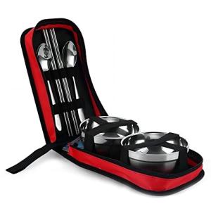 Artispro 2人用食器セット テンレススチール製 ウル スプーン 箸セット BBQ ピクニック キャンプ 登山 海釣り 旅