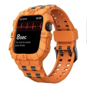 T-ENGINE Apple Watch バンド 45mm/44mm/42mm 対応 一体型 全面保護ケース付き カバー TPU素材 耐衝撃 傷防止 スポーツバ