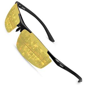 SOXICK 夜間 運転 ドライブ サングラス メンズ UVカット 夜用 イエロー 偏光 レンズ 雨天 男女兼用