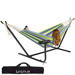 LifeFair ハンモック 自立式スタンドセット ダブルサイズ 室内 室外 兼用 トレイ付き 耐荷重350kg