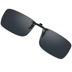 クリップオン 前掛け 偏光サングラス サングラス クリップ めがねの上から ワンタッチ装着 スモーク