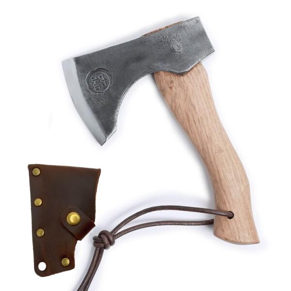 森 斧 手斧 ハンドアックス 超硬度65鋼材ヘッド 白樫ハンドル 持ちやすい コンパクト 保護カバー