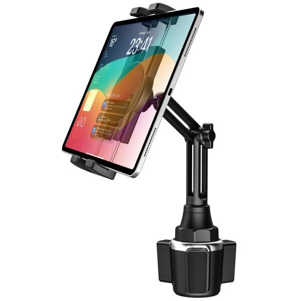 woleyi 車載 タブレット カップホルダー 伸縮アーム 車 ドリンクホルダー用 タブレット スマ...
