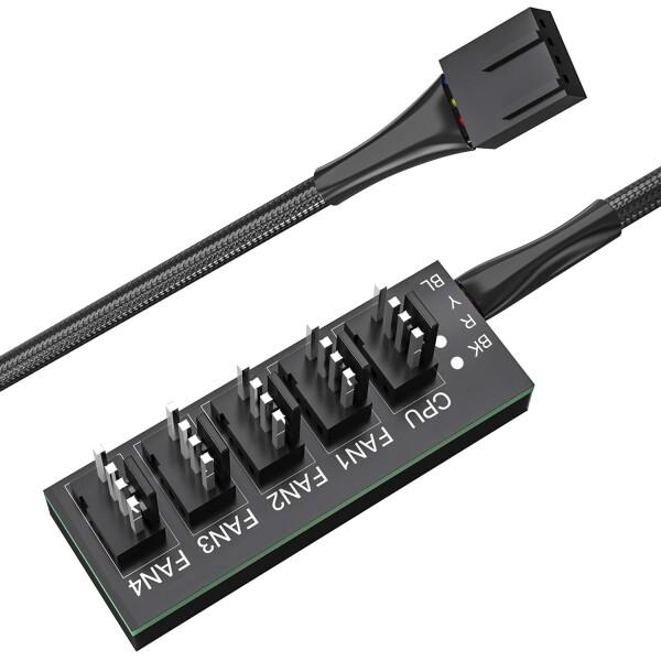ファンケーブル 分岐 PWM 1-5分岐 3ピンと4ピンのファン対応 45cm wuernine P...