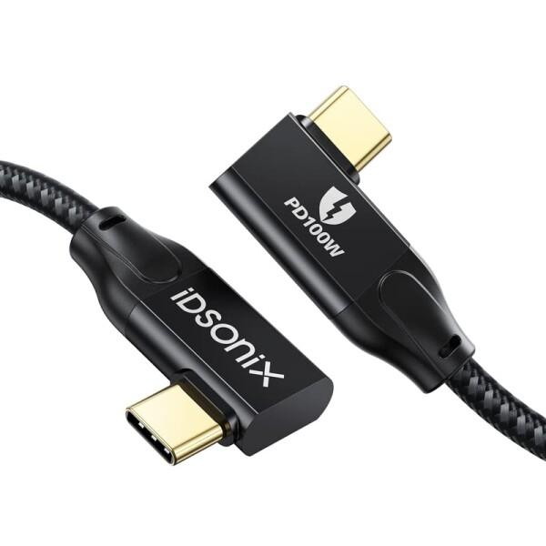 USB Type-C ケーブル(2m、L字型) iDsonix100W PD急速充電 USB3.2 ...