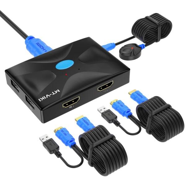 MT-VIKI HDMI KVMスイッチ 2ポート KVM USB 切替器 2入力1出力、HDMI ...