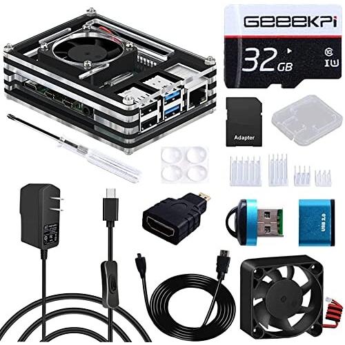 GeeekPi Raspberry Pi 4ケース、冷却ファン5V 3A Type-C電源PSE取得...