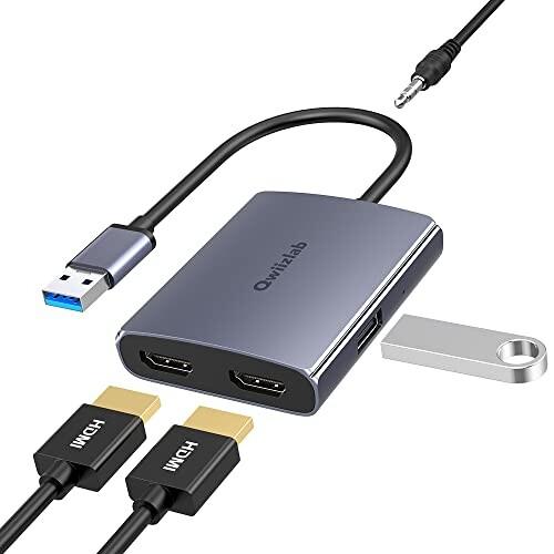 Qwiizlab USB HDMI 変換アダプタ、USB 3.0対応デュアルHDMIディスプレイアダ...