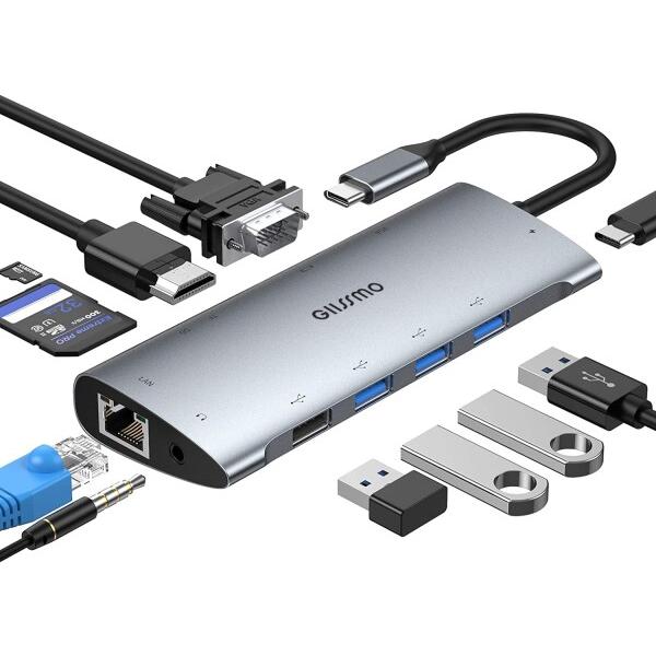 GIISSMO USB C ハブ 11-IN-1 Type C チップ更新 マルチディスプレー ドッ...