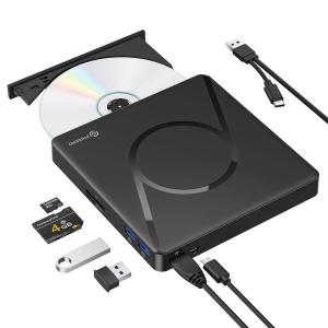 Unitek 7-in-1 外付けCD/DVDドライブ USBハブ USB 3.0/Type Cポート