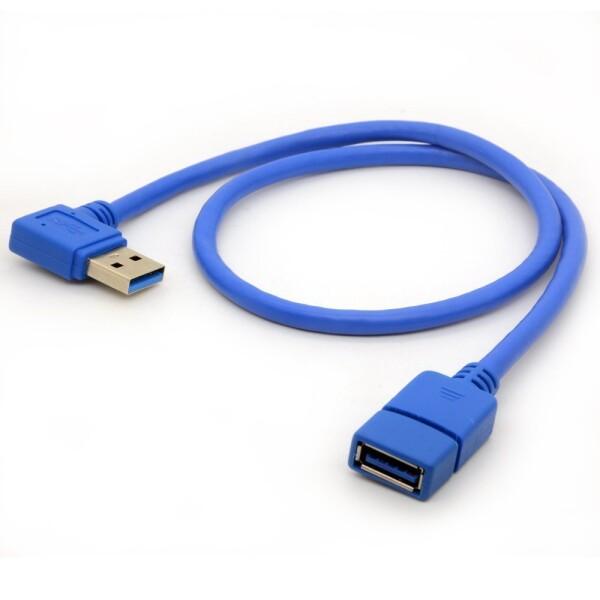 50cm USB 3.0延長ケーブル左角90度アダプタータイプ男性と女性の高速接続超高速5Gbpsデ...