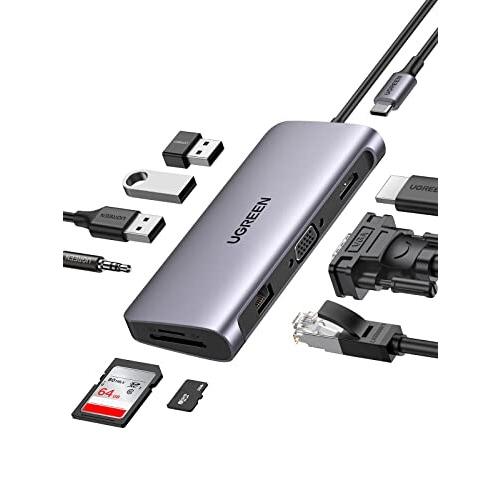 UGREEN USB C ハブ 10-in-1 USBハブ Type-C 4K HDMI&amp; VGA出...