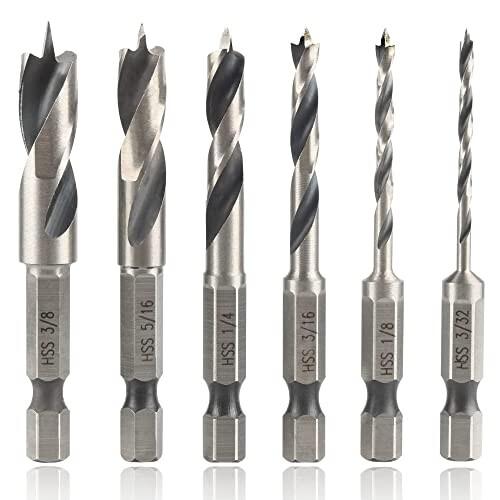 Wolfride 6本セット 六角軸木工ドリルビット 木工?樹脂用ビット 下穴 インパクトドライバー...