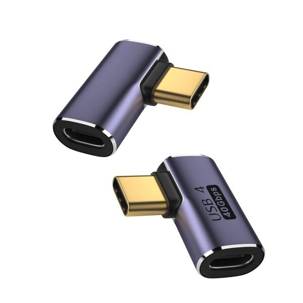 VCOM 2PACK USB 4 Type C変換アダプター 40Gbps 90°曲げ L字 USB...