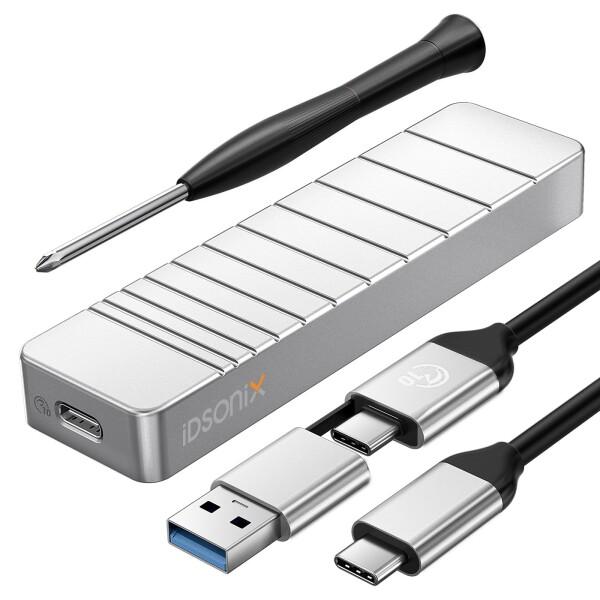iDsonix ソリッド シルバー アルミニウム M.2 SSD ケース 10Gbps NVME+N...