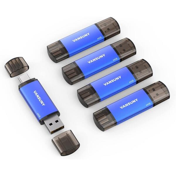 Vansuny USBメモリ Type C 64GB 5個セット USBフラッシュドライブ 2in1...